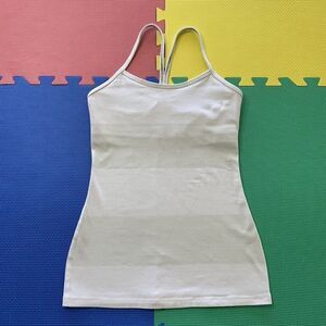 Lululemon Power Y Tank *Luon Light Bold Stripe Nimbus Size 4 White And Green